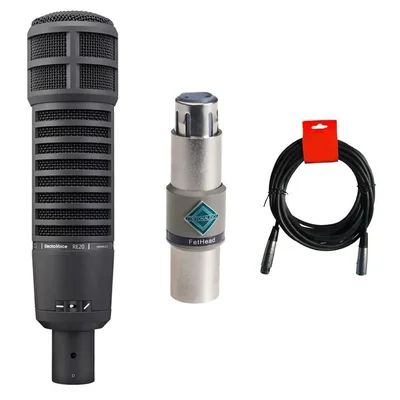 Micrófono Electro-Voice RE20 negro + preamplificador + cable