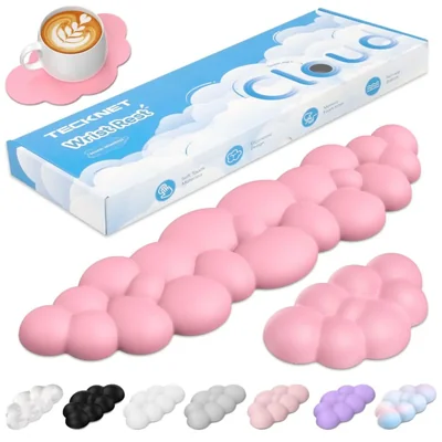 Reposamuñecas TECKNET de Cuero PU y Espuma Viscoelástica - Rosa Oscuro