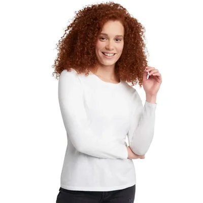 Camiseta Hanes de manga larga blanca talla mediana de algodón