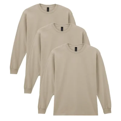 Camiseta Gildan G2400 de manga larga color arena pack de 3 talla grande