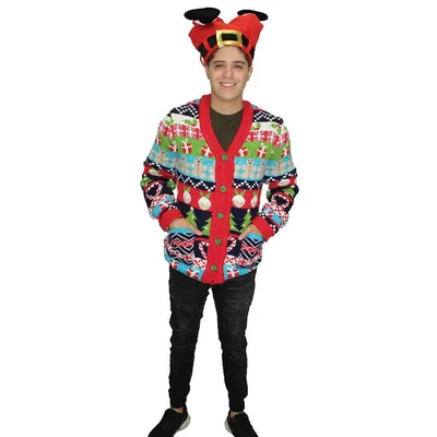 Suéter Multi Diseño REV Suéter Divertido para Hombre, Ugly Swater Multicolor Talla Adulto Ideal Fiestas de Navidad