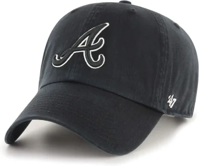 Gorra de béisbol ajustable 47 Brand Atlanta Braves negro con contorno blanco