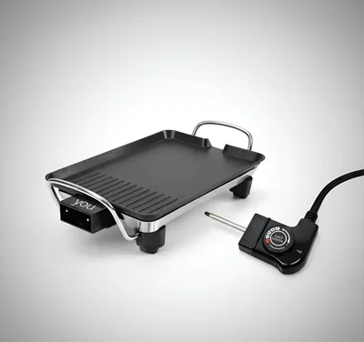 Parrilla Eléctrica Grill Comal Antiadherente Plano 20*28 You Negro con Gris