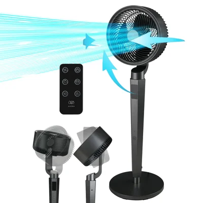 Ventilador De Pie 360° Ultra Silencioso, 24 Velocidades, Panel Digital Táctil Y Control Remoto