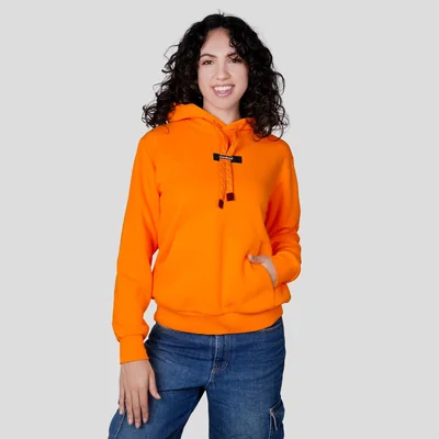 Sudadera Greenlander Con Gorro Hoodie Casual Para Mujer Naranja
