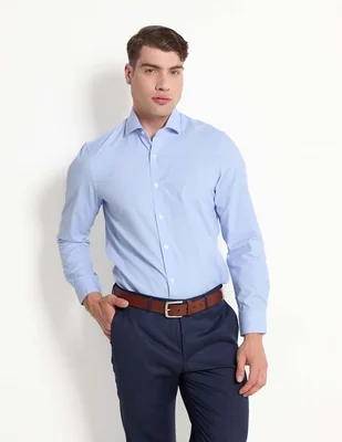 Camisa de vestir de algodón manga larga para hombre