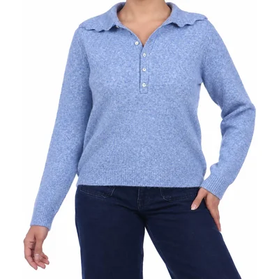 Suéter Tejido Cuello Sport con Botones Arqueology para Mujer