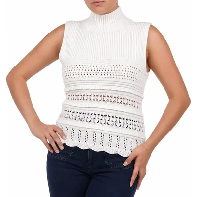 Chaleco de Punto Calado con Cuello Alto Arqueology para Mujer