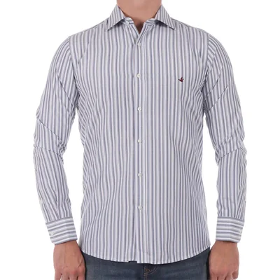 Camisa de Rayas Manga Larga Logo Bordado Brooksfield para Hombre