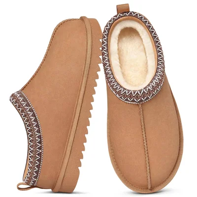 Pantufla Litfun De Gamuza Genuina Con Forro De Pelaje Suave - Venta Internacional.