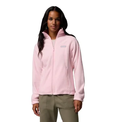 Chaqueta de forro polar Columbia 3X Rosa satinado con cremallera completa
