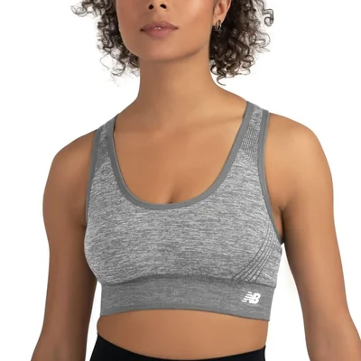 Sujetador deportivo New Balance sin costuras con espalda cruzada gris M