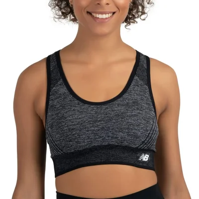 Sujetador deportivo New Balance sin costuras de espalda cruzada talla M negro con almohadillas extraíbles