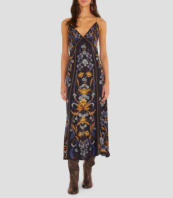 Vestido largo con estampado Golden Nature Mujer