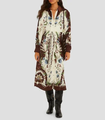 Vestido largo manga larga estampado Millena Mujer