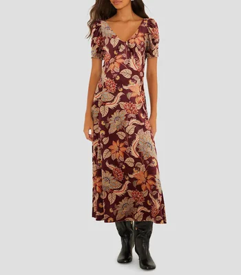 Vestido largo con estampado de flores Delhi Mujer