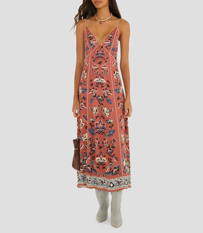 Vestido largo estampado Mujer