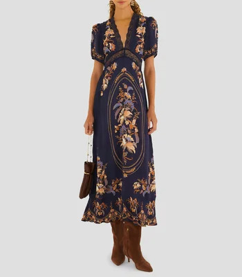 Vestido largo con estampado floral Lara Mujer
