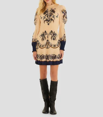 Vestido corto manga larga con estampado floral Liz Mujer