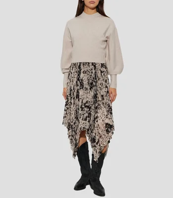 Vestido manga larga con estampado Connie Mujer