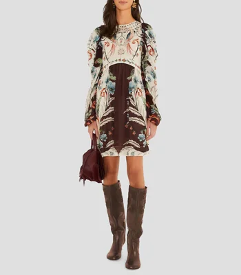 Vestido corto manga larga estampado Millena Mujer