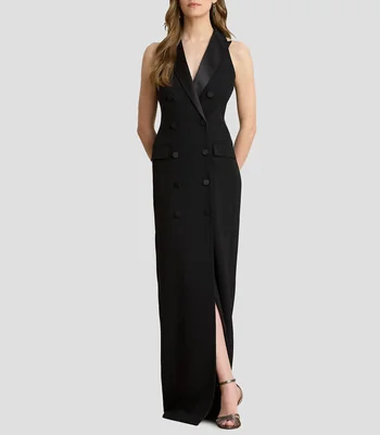 Vestido de fiesta largo liso Mujer