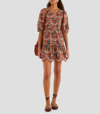 Vestido corto Estampado Manga Corta Mujer