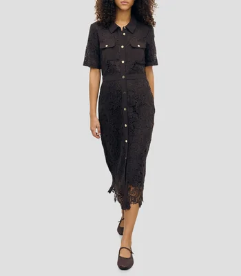 Vestido camisero midi fantasía Mujer