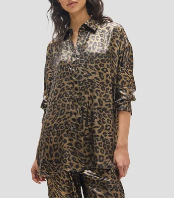 Blusa animalprint manga larga Mujer