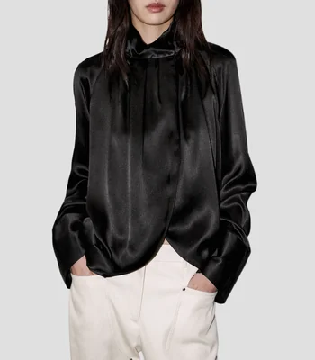 Blusa lisa manga larga Mujer