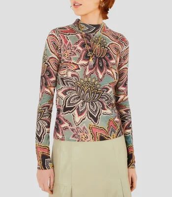Blusa manga larga estampada Mujer