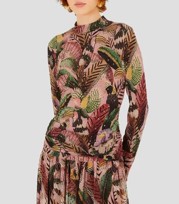 Blusa manga larga estampada Mujer