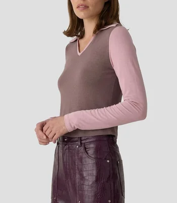 Playera para Tennis cuello polo manga larga lisa Mujer