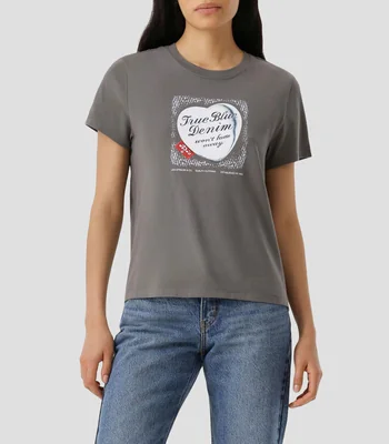 Playera cuello redondo manga corta con estampado Mujer