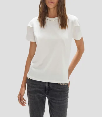 Playera cuello redondo manga corta lisa Mujer
