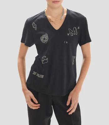 Playera cuello redondo manga corta liso Mujer