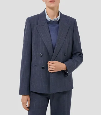 Blazer cruzada de doble botonadura a cuadros Mujer