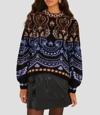 Suéter nicole brown knit scarf cuello redondo Mujer