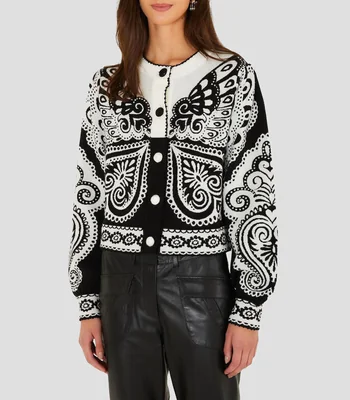 Cárdigan Arabesque Butterfly estampado Mujer