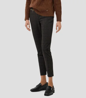 Leggings de punto elástico a cuadros camel Mujer