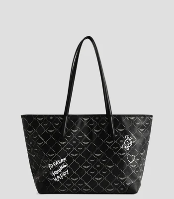 Bolsa tote negra Z Shopper estampado gráfico Mujer