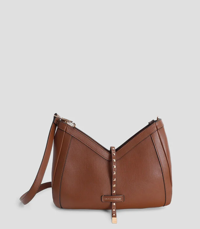 Bolsa Shoulder efecto piel con tira mini tachas Mujer