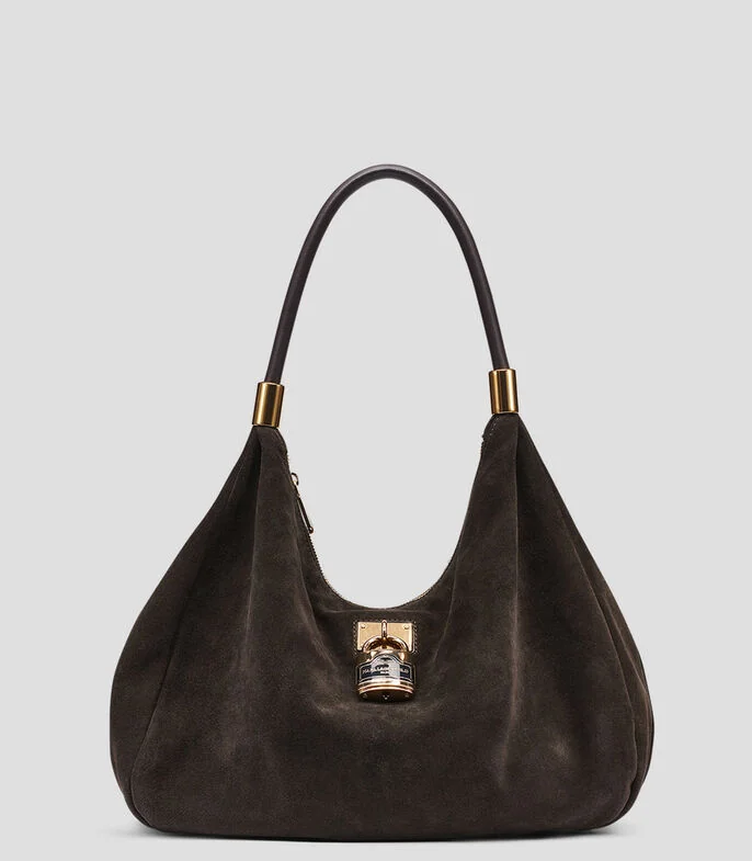Bolsa Hobo en gamuza Maelynn lisa Mujer