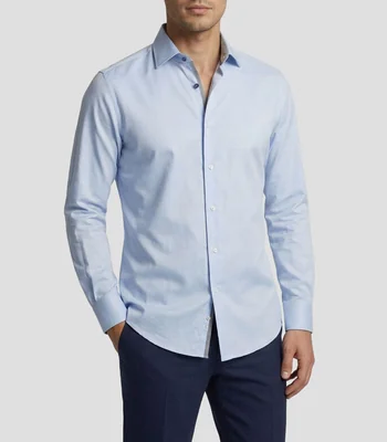 Camisa de vestir lisa manga larga Hombre