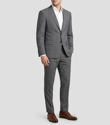 Traje de lana corte regular con cuadros Hombre