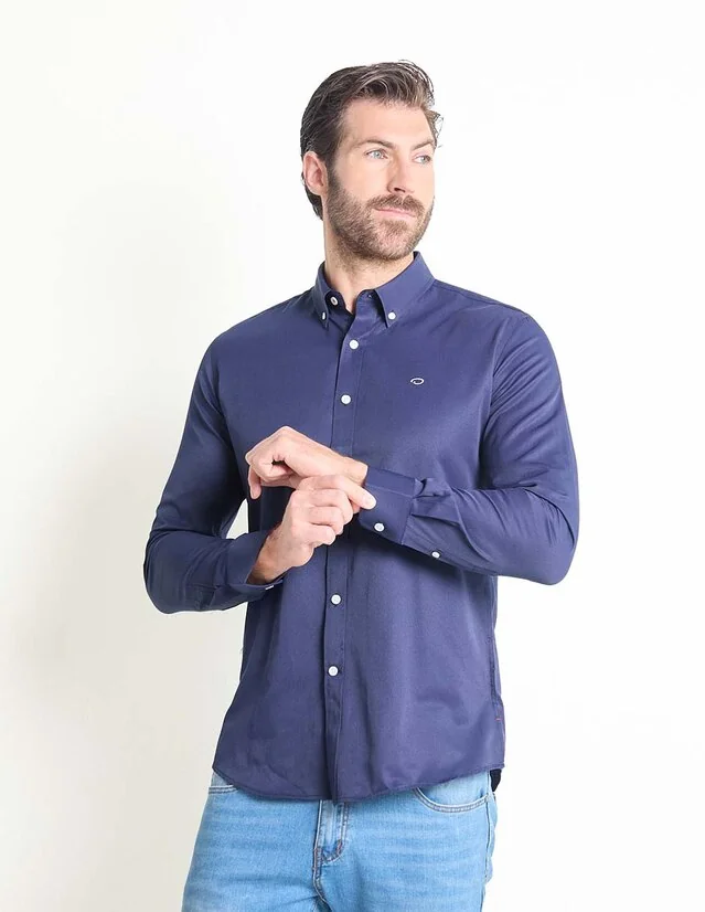 Camisa casual de algodón manga larga para hombre