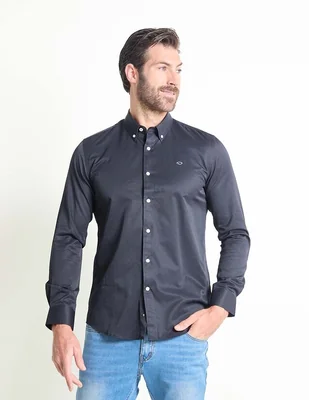 Camisa casual de algodón manga larga para hombre