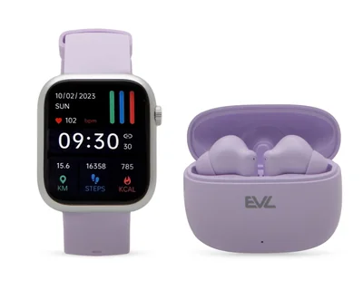 Smartwatch EVL Aura M1 SE Pantalla TFT Full Touch Lila + Audífonos True Wireless
