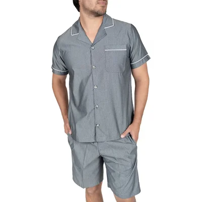 Pijama de Camisa Manga Corta y Bermuda Royal Polo Club Gris Oscuro para Hombre