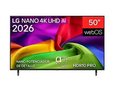 Pantalla Smart TV LG 50 pulgadas NANO 4K UHD AI NU80 webOS 2026